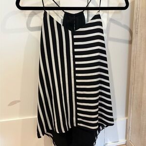 Express Black and White Asymmetrical Striped Skirt